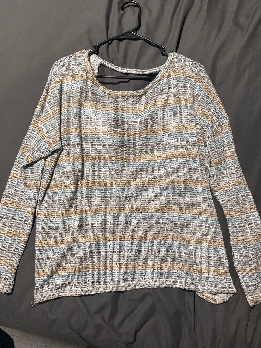 Daytrip Striped Knit Long Sleeve Top - Blue & Tan